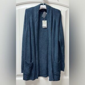 NWT WOMENS XL BAREFOOT DREAMS COZYCHIC LITE CARDIGAN SWEATER POCKETS BLUE